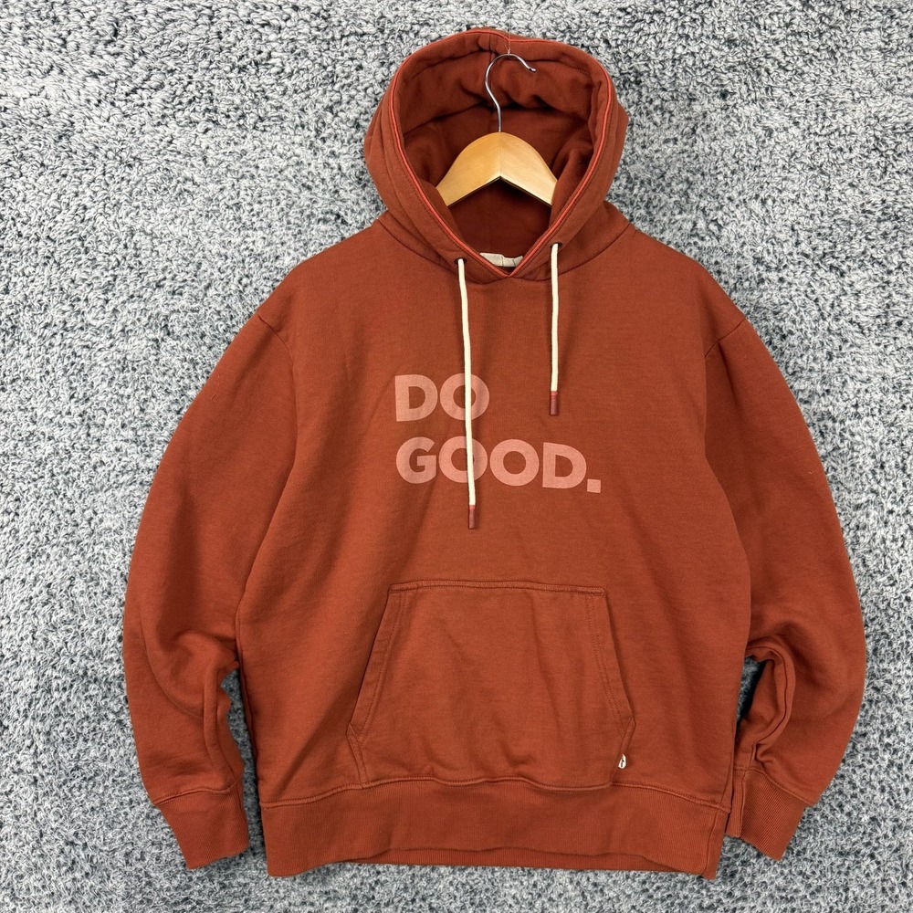 Cotopaxi Hoodie Mens Large Orange Do Good Pullover Fleece Graphic Sweatshirt L